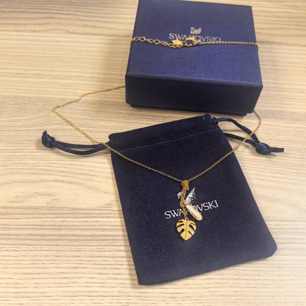 Swarovski Gold Leaf Pendant Necklace